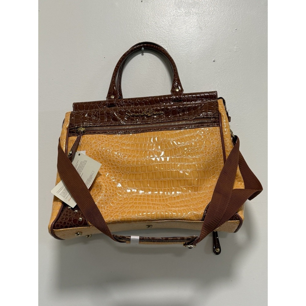 Samantha Brown Croco-Embossed Yellow Brown Travel Bag